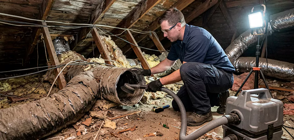 Storm-Damaged Attic Duct Cleaning in Plainfield