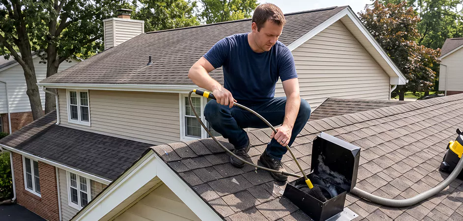 Multi-Story Roof Dryer Vent Cleaning in Plainfield